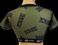 Manic Dance Crop Top Camo Green-Black Large Logo