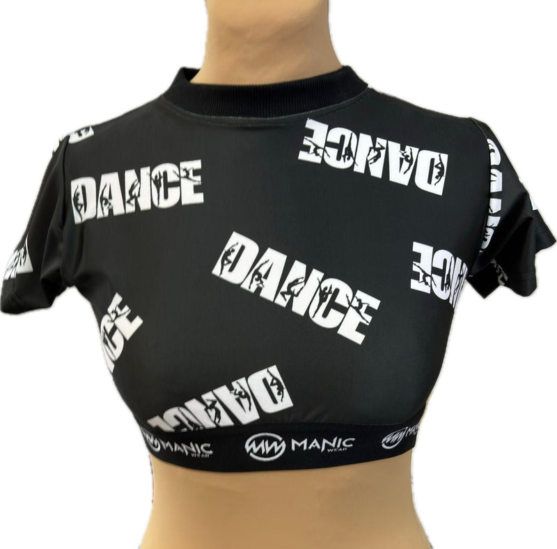 Manic Dance Crop Top Black-White Large Logo