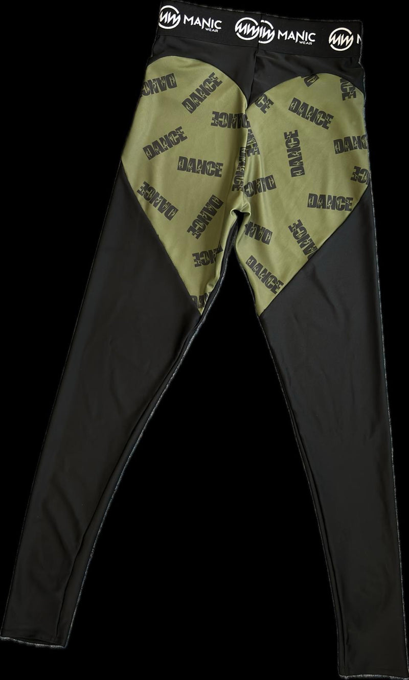 Manic Dance Leggings Black-Camo Heart Booty Small Logo