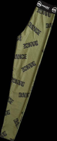 Manic Dance Leggings Camo Green-Black Large Logo