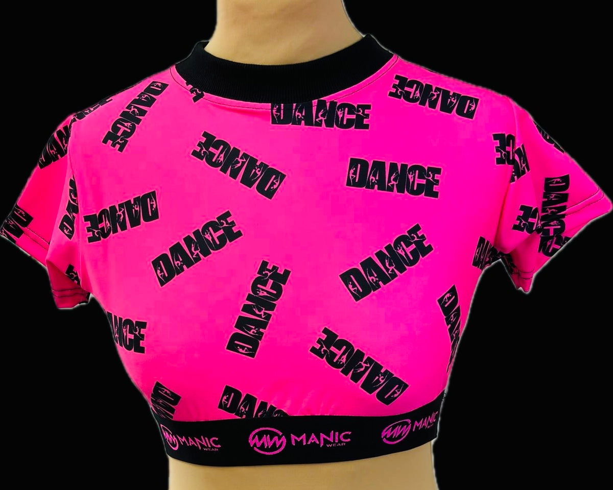 Manic Dance Crop Top Lipstick-Black Small Logo