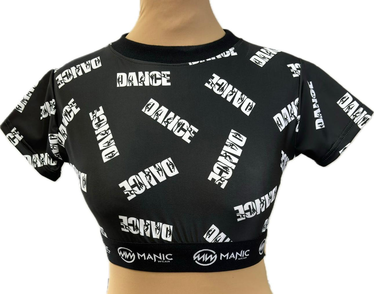 Manic Dance Crop Top Black-White Small Logo