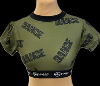 Manic Dance Crop Top Camo Green-Black Large Logo