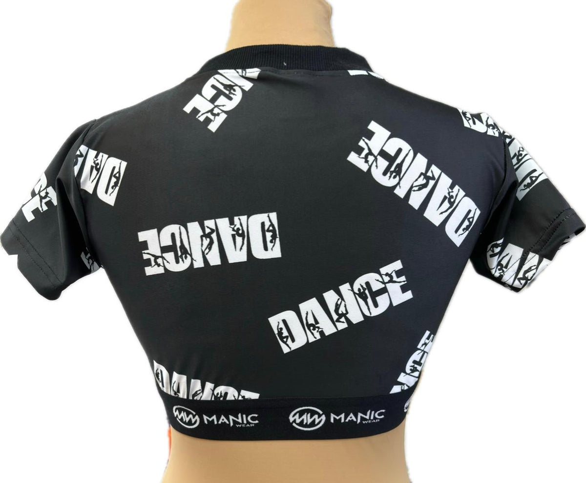 Manic Dance Crop Top Black-White Large Logo