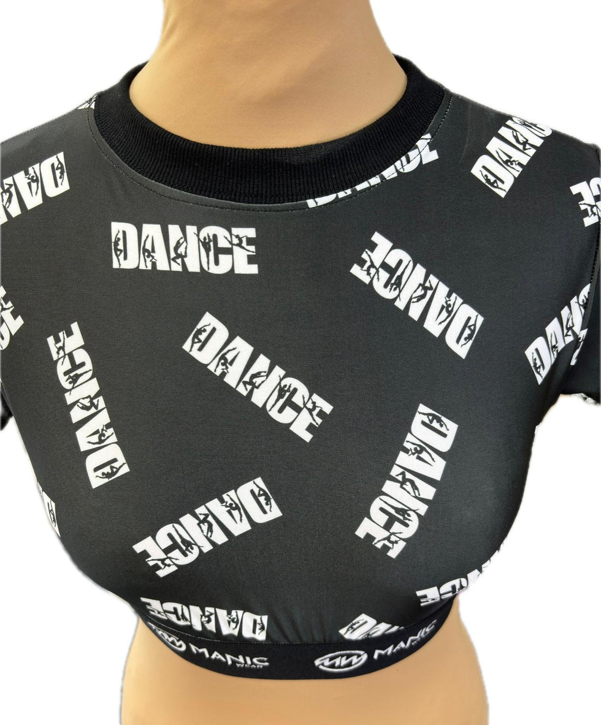 Manic Dance Crop Top Black-White Small Logo