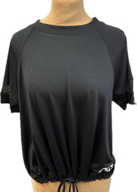 Manic Wear Drawstring Mesh Top Black-White