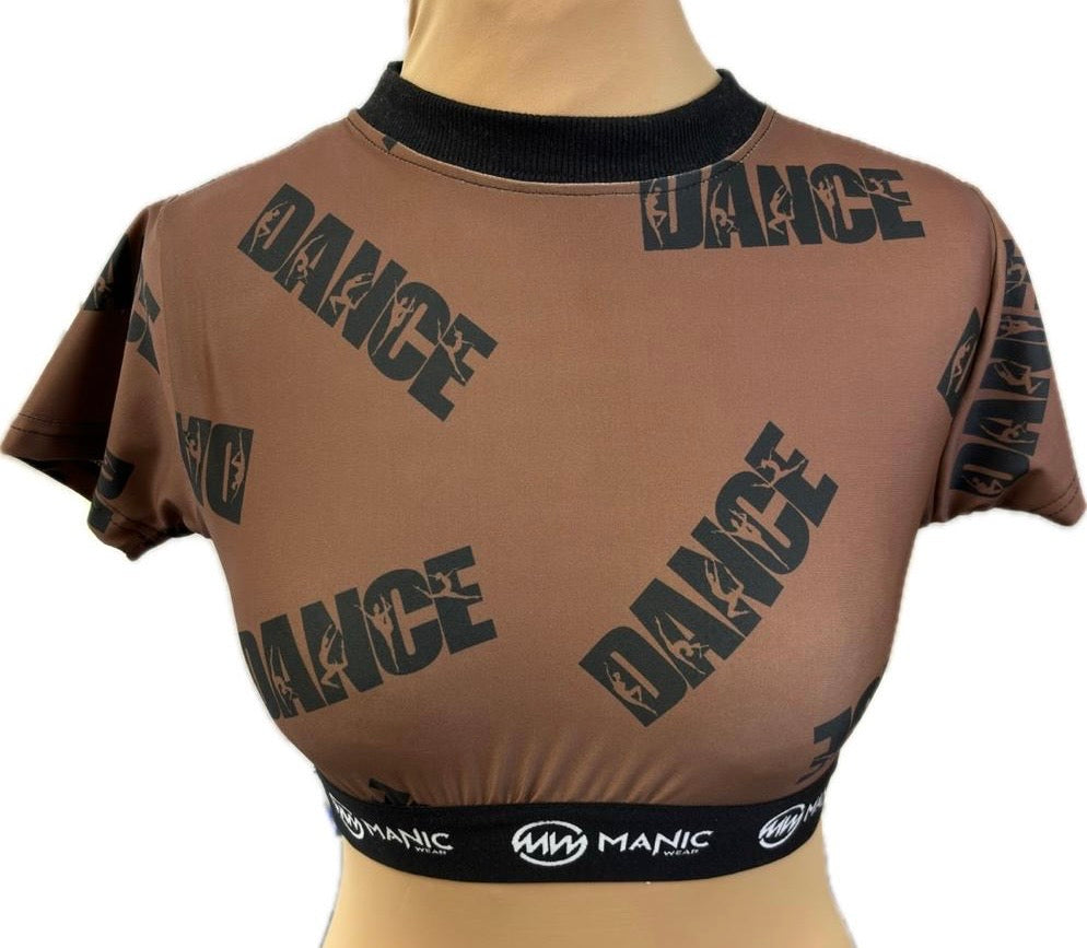 Manic Dance Crop Top Cappuccino-Black Large Logo