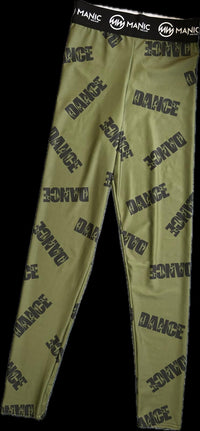 Manic Dance Leggings Camo Green-Black Large Logo