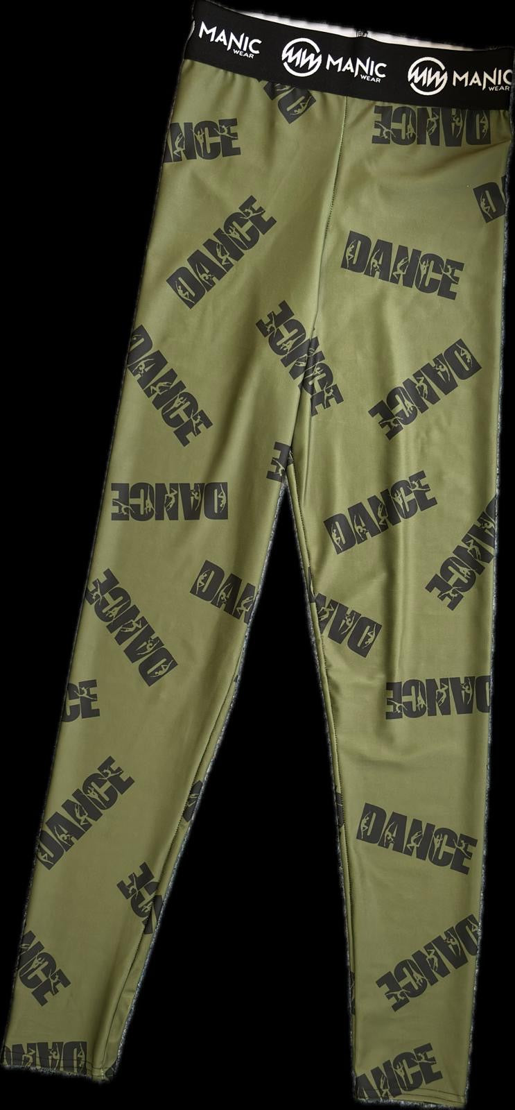 Manic Dance Leggings Camo Green-Black Large Logo