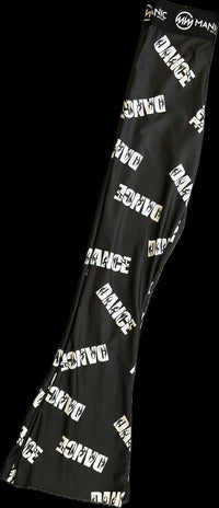Manic Dance Flared Leggings-Jazz Pants Black-White Large Logo