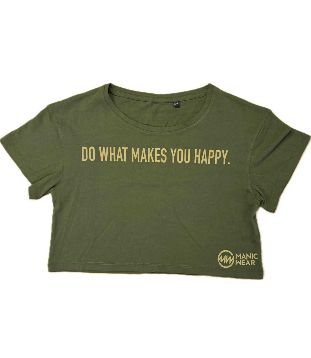 Manic Wear Crop Tee Olive-Gold Reflective Logo