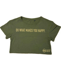 Manic Wear Crop Tee Olive-Gold Reflective Logo