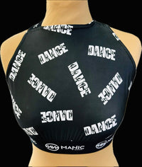 Manic Dance Cross Strap Crop Top Black-White Small Logo