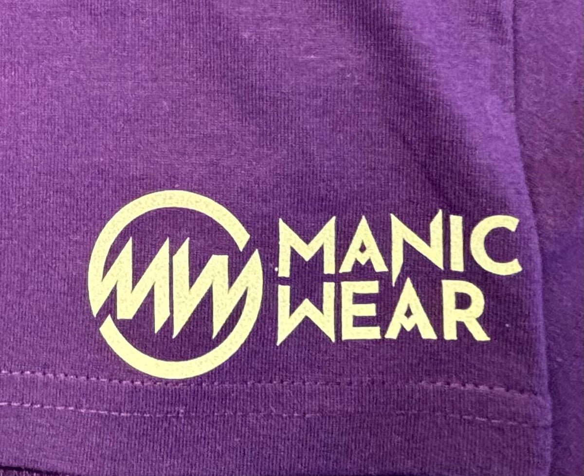 Manic Wear Hoodie Tee Mulberry-Gold Reflective Logo