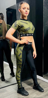 Manic Dance Crop Top Camo Green-Black Large Logo