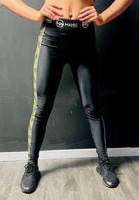 Manic Dance Leggings Camo Panel-Black Small Logo