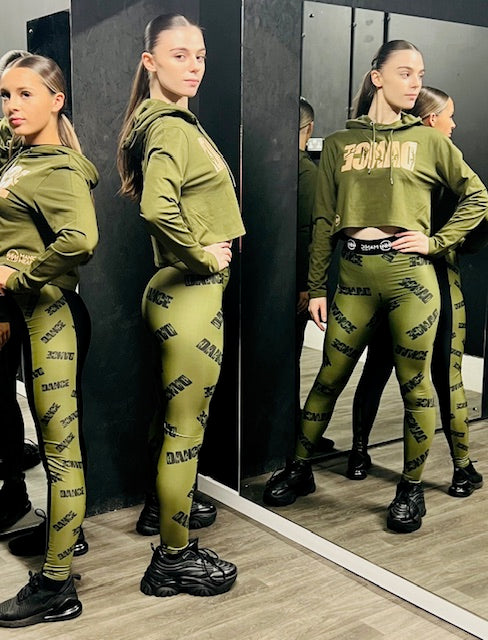 Manic Dance Leggings Camo Green-Black Large Logo