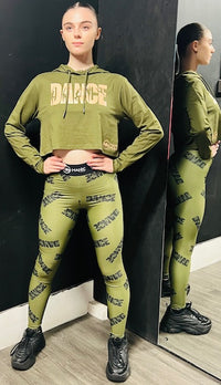 Manic Dance Hoodie Tee Olive-Latte