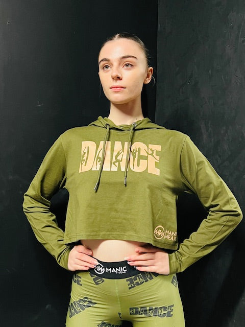 Manic Dance Hoodie Tee Olive-Latte