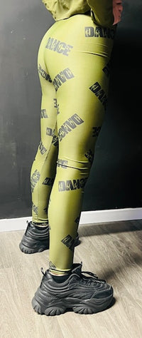 Manic Dance Leggings Camo Green-Black Large Logo