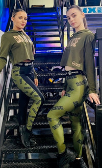 Manic Dance Leggings Camo Green-Black Large Logo