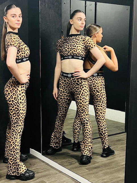 Manic Wear Flare Leggings-Jazz Pants Panther Print