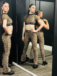 Manic Wear Flare Leggings-Jazz Pants Panther Print
