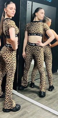 Manic Wear Flare Leggings-Jazz Pants Panther Print