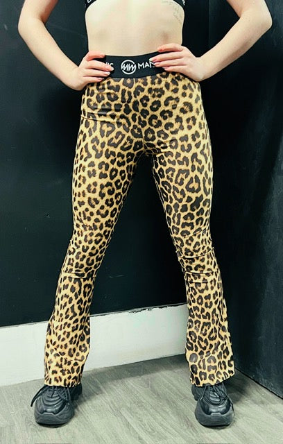 Manic Wear Flare Leggings-Jazz Pants Panther Print
