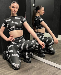 Manic Dance Crop Top Black-White Large Logo