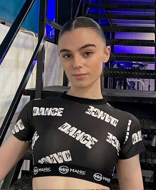 Manic Dance Crop Top Black-White Large Logo
