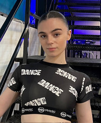 Manic Dance Crop Top Black-White Large Logo
