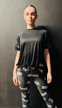 Manic Wear Drawstring Mesh Top Black-White