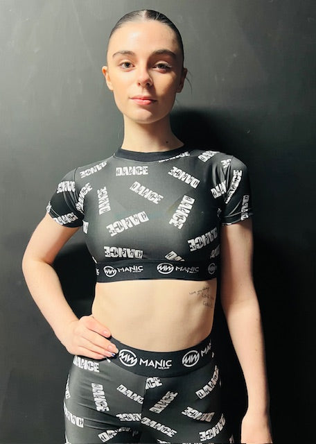 Manic Dance Crop Top Black-White Small Logo