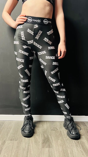 Manic Dance Leggings Black-White Small Logo