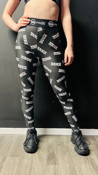 Manic Dance Leggings Black-White Small Logo