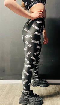 Manic Dance Leggings Black-White Small Logo