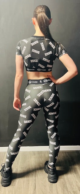 Manic Dance Leggings Black-White Small Logo