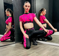 Manic Dance Leggings Lipstick Panel-Black Small Logo