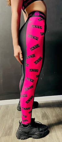 Manic Dance Leggings Lipstick Panel-Black Small Logo