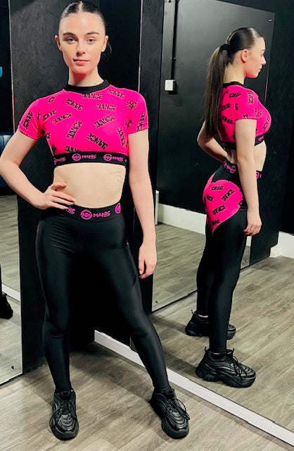 Manic Dance Crop Top Lipstick-Black Small Logo