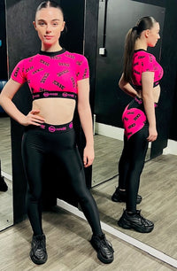 Manic Dance Crop Top Lipstick-Black Small Logo