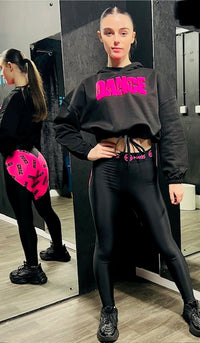 Manic Dance Leggings Black-Lipstick Heart Booty Small Logo