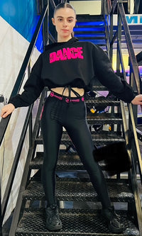 Manic Dance Leggings Black-Lipstick Heart Booty Small Logo