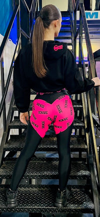 Manic Dance Leggings Black-Lipstick Heart Booty Small Logo