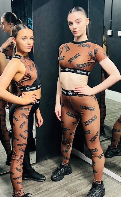Manic Dance Crop Top Cappuccino-Black Large Logo