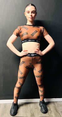 Manic Dance Leggings Cappuccino-Black Large Logo