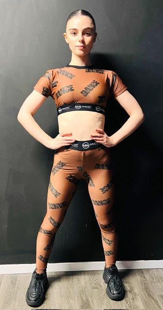 Manic Dance Crop Top Cappuccino-Black Large Logo