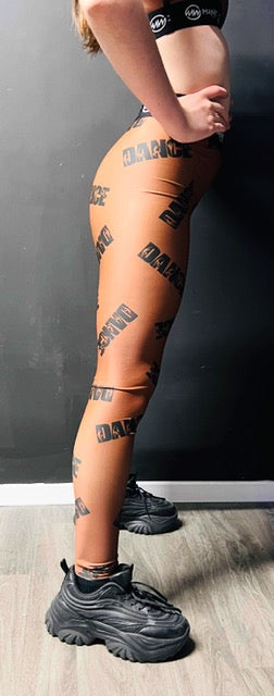 Manic Dance Leggings Cappuccino-Black Large Logo