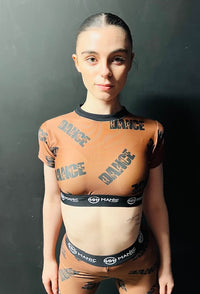 Manic Dance Crop Top Cappuccino-Black Large Logo
